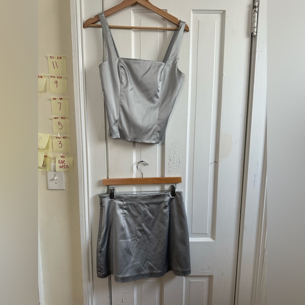 Abercrombie & Fitch Satin Silver Skort Set